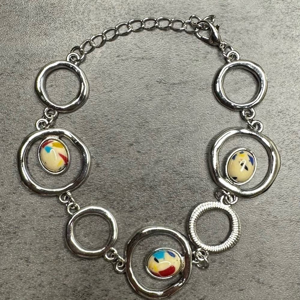 Silver-Tone Scarab Style setting Bracelet